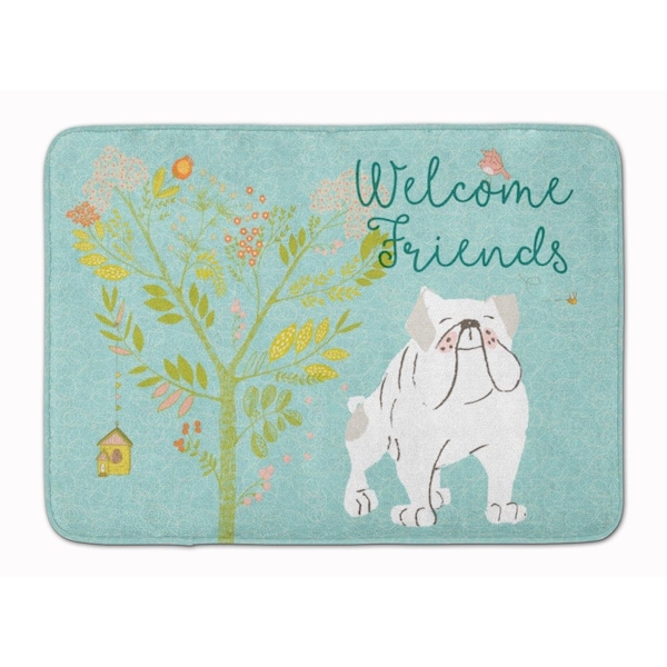 Carolines Treasures Welcome Friends English Bulldog White Machine Washable Memory Foam Mat BB7603RUG - main